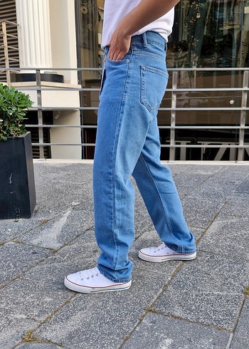 Erkek Mavi Baggy Fit Kot Pantolon - Görsel 3