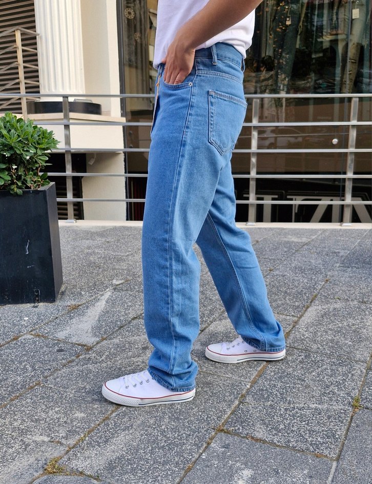 Erkek Mavi Baggy Fit Kot Pantolon - Görsel 3
