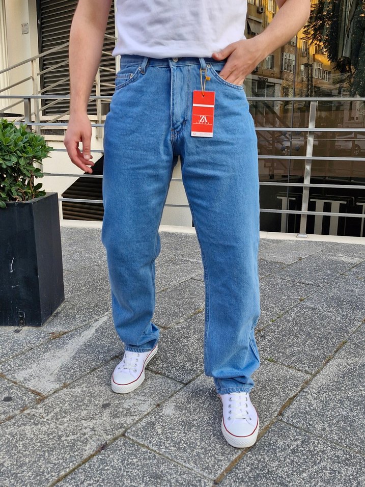 Erkek Mavi Baggy Fit Kot Pantolon - Görsel 2