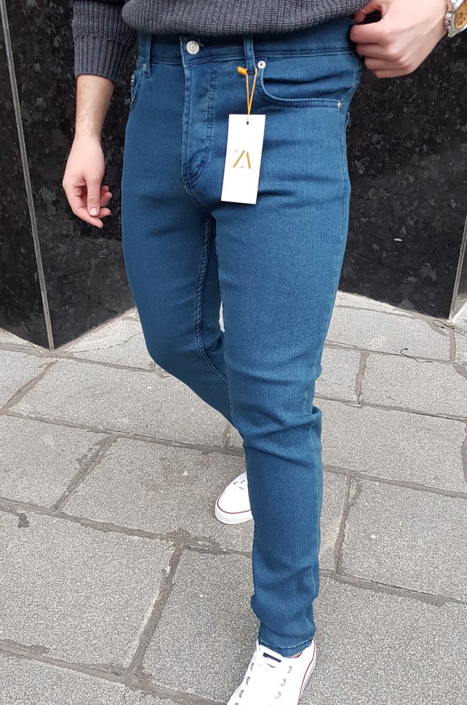 Erkek Koyu Mavi Skinny Fit Kot Pantolon - Görsel 2
