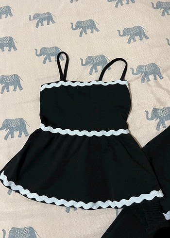 Siyah Fırfırlı İnce Askılı İkili Takım - Görsel 2