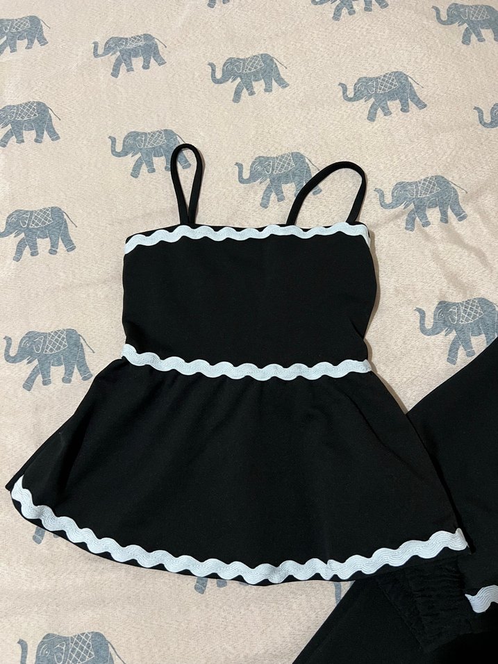 Siyah Fırfırlı İnce Askılı İkili Takım - Görsel 2