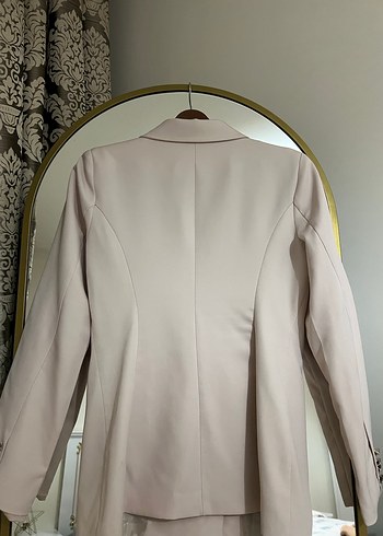 Bej Düğmeli Midi Kadın Blazer Ceket - Görsel 4