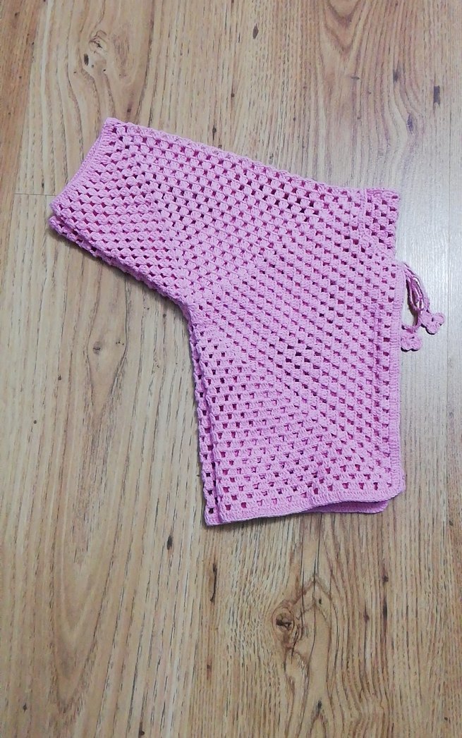 Kızlar için pembe örgü yazlık hırka. - Görsel 2