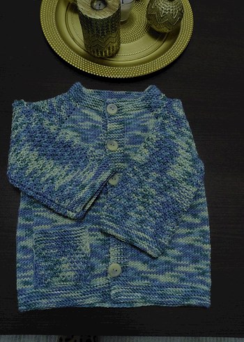 EL ÖRGÜSÜ ERKEK ÇOCUK HIRKASI . 2/4 yaş Gri Mavi - Görsel 2