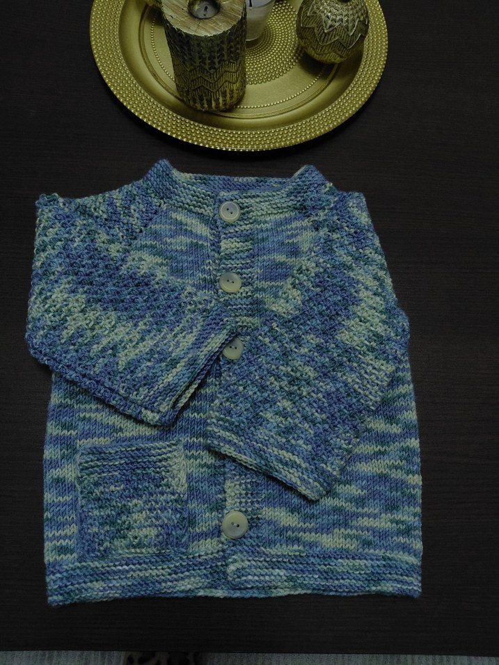 EL ÖRGÜSÜ ERKEK ÇOCUK HIRKASI . 2/4 yaş Gri Mavi - Görsel 2