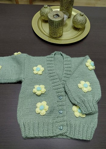 Papatya motifli Yeşil  Örgü Kız Hırka 
Adet fiyatı dır - Görsel 2