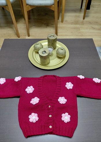 Papatya motifli Yeşil  Örgü Kız Hırka 
Adet fiyatı dır - Görsel 3