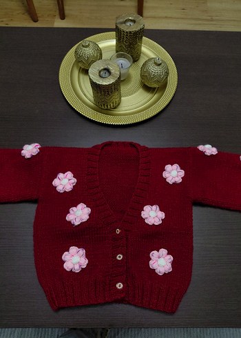 Papatya motifli Yeşil  Örgü Kız Hırka 
Adet fiyatı dır - Görsel 4