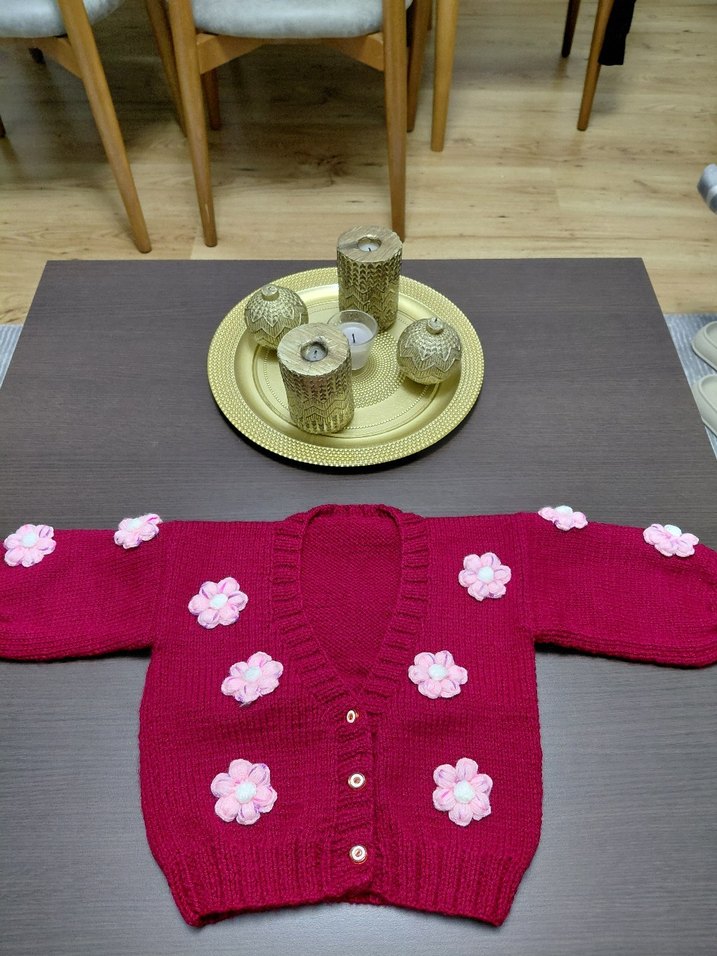 Papatya motifli Yeşil  Örgü Kız Hırka 
Adet fiyatı dır - Görsel 3