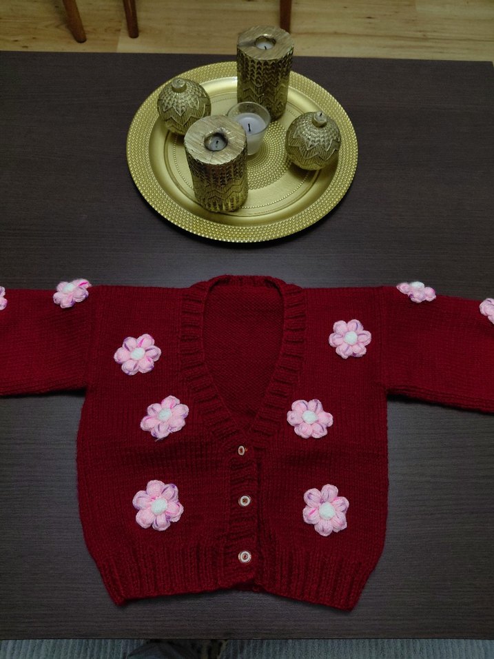 Papatya motifli Yeşil  Örgü Kız Hırka 
Adet fiyatı dır - Görsel 4