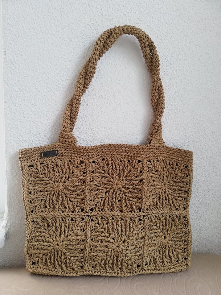 KAĞIT İP  ÖZENLE ÖRÜLMÜŞ KADIN ÇANTA. - Görsel 2