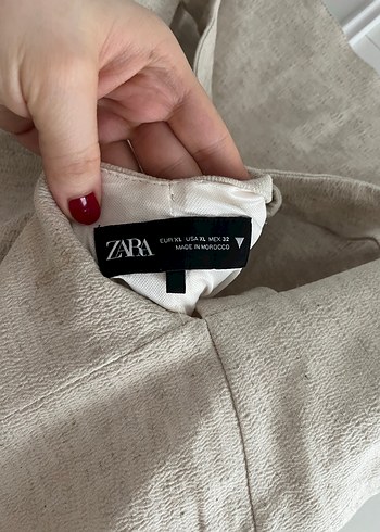 Bej Keten Askılı Midi Mini Elbise - Görsel 4