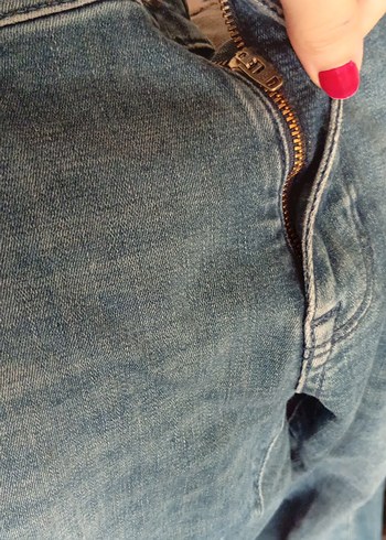 m Beden Gevşek Kesim Mavi Denim Kadın Pantolon