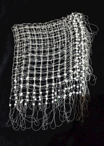 İnci İşlemeli Beyaz Örgü Saç Aksesuarı - Görsel 3