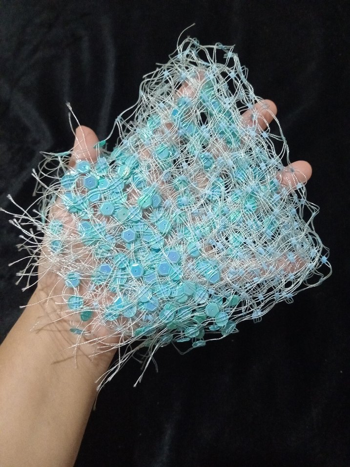 Boncuklu Turkuaz Örgü Saç Aksesuarı - Görsel 3