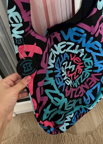 Renkli Baskılı Fermuarlı Kadın Omuz Çantası - Görsel 2