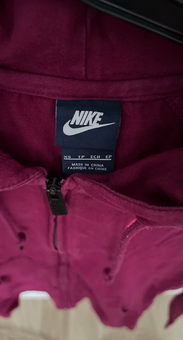 Bordo Nike Kapüşonlu Fermuarlı Sweatshirt eşofman takımı - Görsel 2