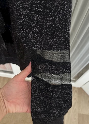 Siyah Örgü Halter Yaka Mini Kazak - Görsel 3