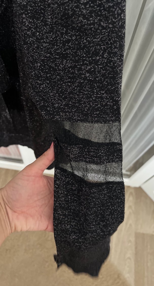 Siyah Örgü Halter Yaka Mini Kazak - Görsel 3