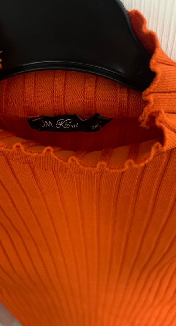 Turuncu Fitilli Boğazlı Kadın Kazak - Görsel 2