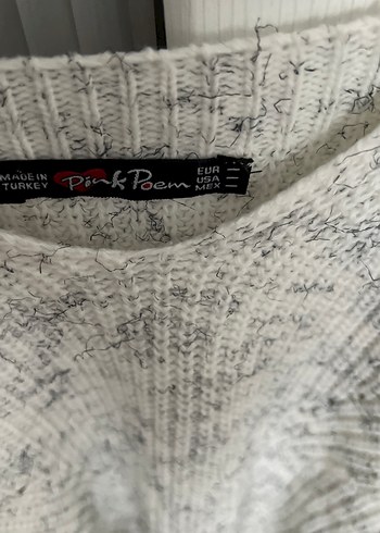 Gri V Yaka Kolsuz Triko Kadın Süveter - Görsel 2