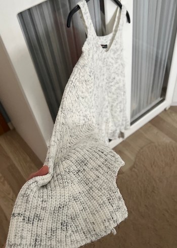 Gri V Yaka Kolsuz Triko Kadın Süveter - Görsel 3