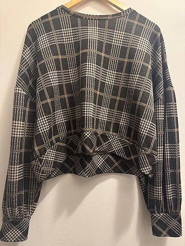 Stradivarius ekose desen bluz - Görsel 2