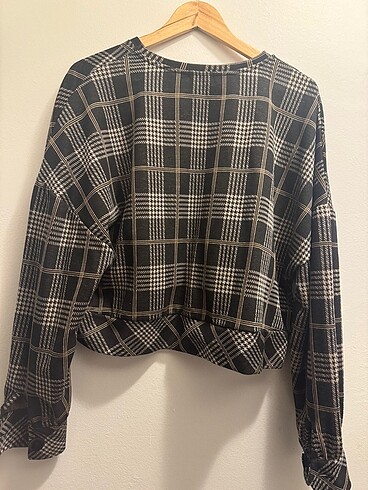 Stradivarius ekose desen bluz - Görsel 8