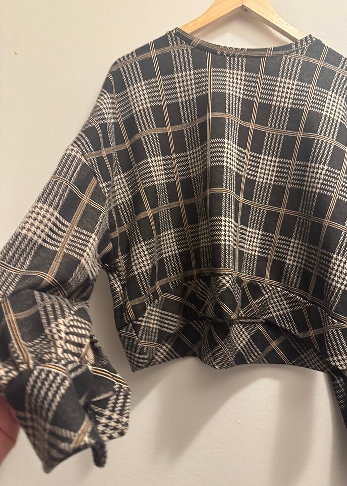 Stradivarius ekose desen bluz - Görsel 3