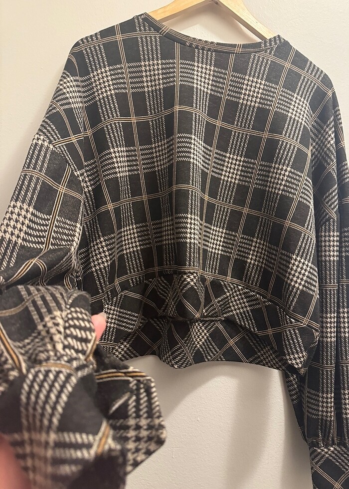 Stradivarius ekose desen bluz - Görsel 4