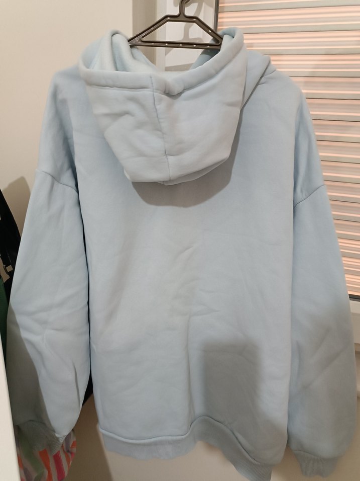 Mavi Kapüşonlu Rahat Sweatshirt - Görsel 4