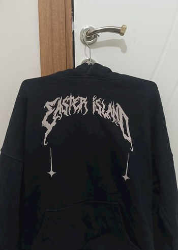 Kapüşonlu Siyah Baskılı Sweatshirt  - Görsel 4