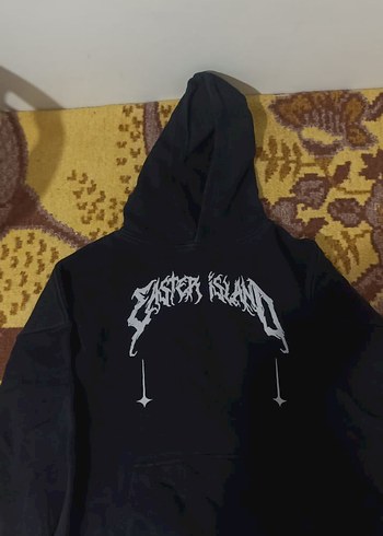 Kapüşonlu Siyah Baskılı Sweatshirt  - Görsel 2
