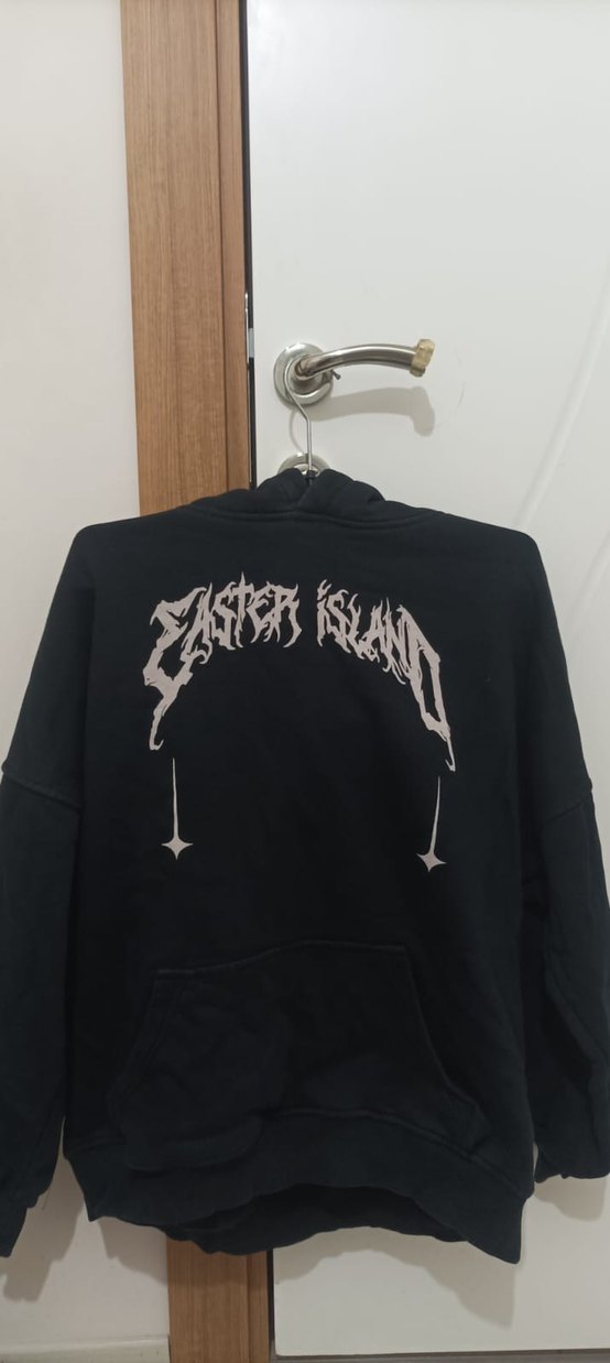 Kapüşonlu Siyah Baskılı Sweatshirt  - Görsel 4