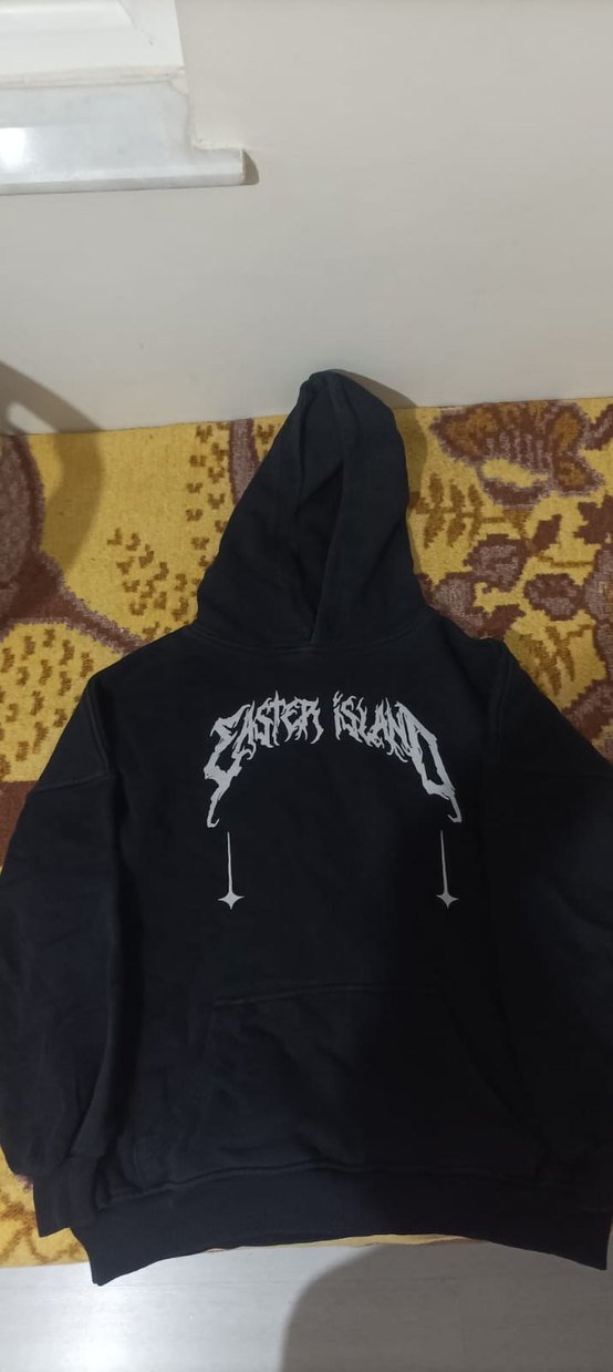 Kapüşonlu Siyah Baskılı Sweatshirt  - Görsel 2