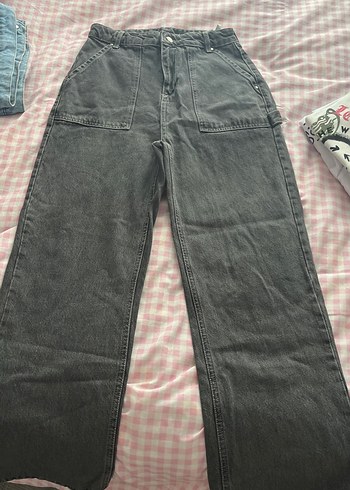Trendyol & Milla Koyu Gri Genis Paca Denim Pantolon