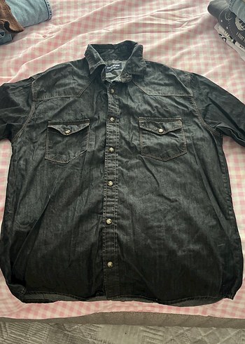 Diğer Koyu Gri Denim Gomlek
