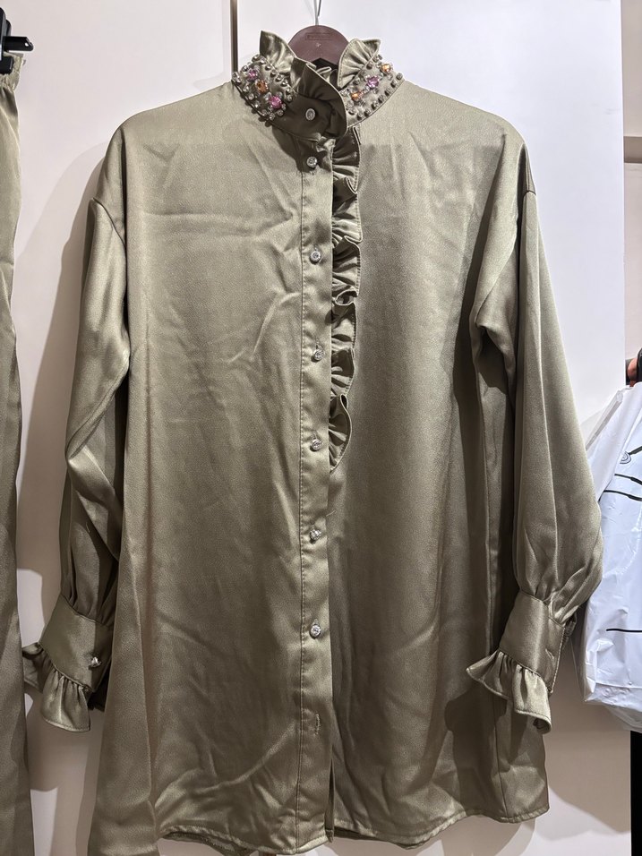 Nakışlı, Düğmeli, Uzun Kollu Kadın Takım - Görsel 4