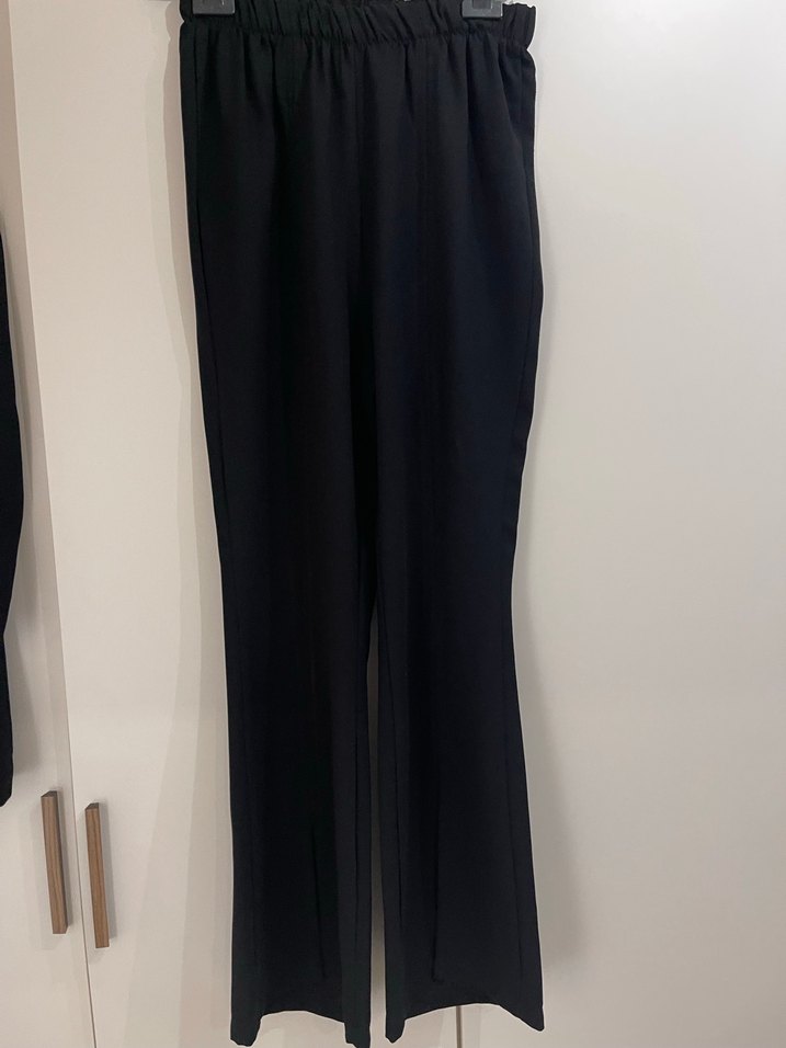 Uzun Siyah Kadın Blazer Ceket Fırfırlı - Görsel 5