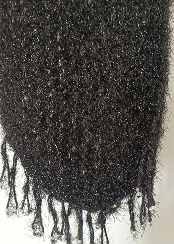 Siyah Örgü Kadın Şal - Görsel 3