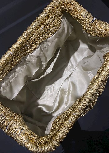 Diğer Örgü Altın Kadın Clutch Çanta