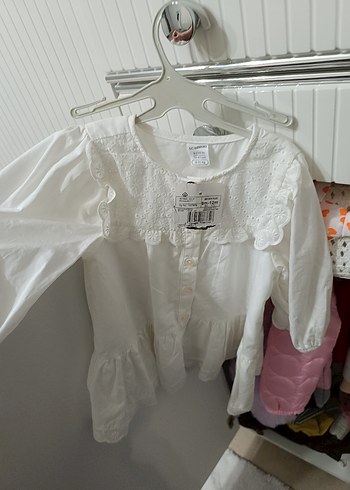 Kız Çocuk Beyaz Nakışlı Pamuklu elbise - Görsel 6