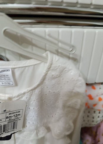 Kız Çocuk Beyaz Nakışlı Pamuklu elbise - Görsel 4