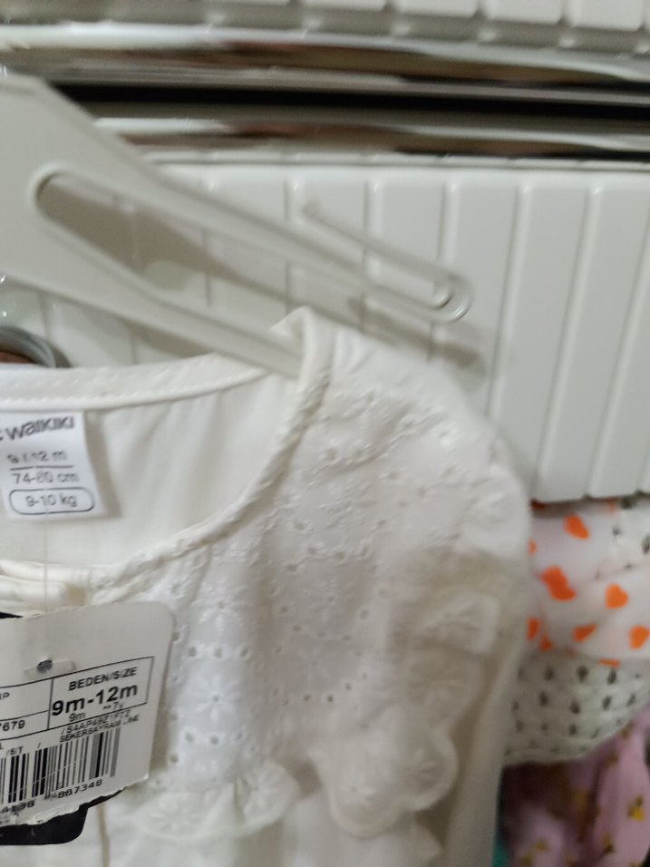 Kız Çocuk Beyaz Nakışlı Pamuklu elbise - Görsel 4