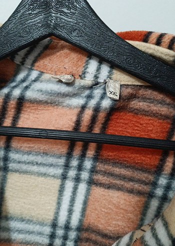 Düğmeli Kahverengi Ekose Kadın Gömlek - Görsel 2