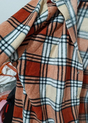 Düğmeli Kahverengi Ekose Kadın Gömlek - Görsel 3