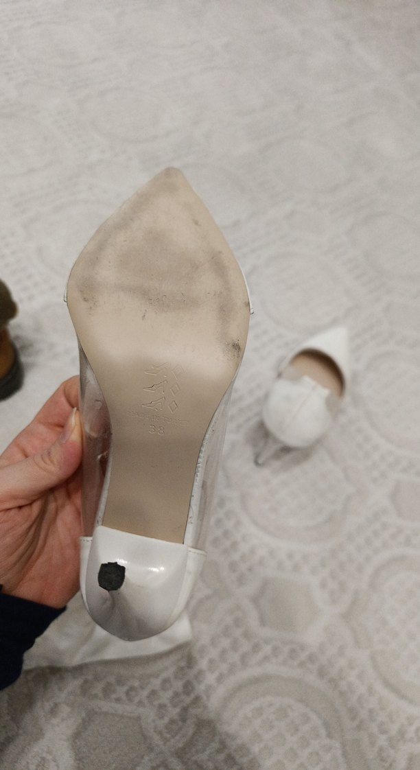 Beyaz Rugan Stiletto Kadın Abiye Ayakkabı - Görsel 3