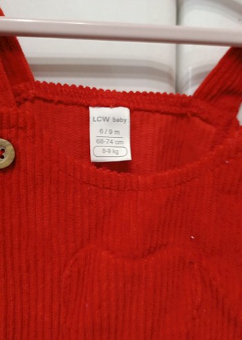 Kız Çocuk Kırmızı Süet Düğmeli Elbise - Görsel 3