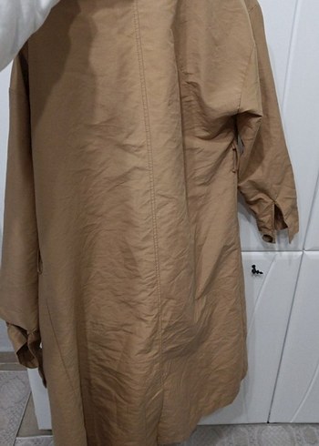 Bej Kadın Uzun Keten Trençkot - Görsel 2